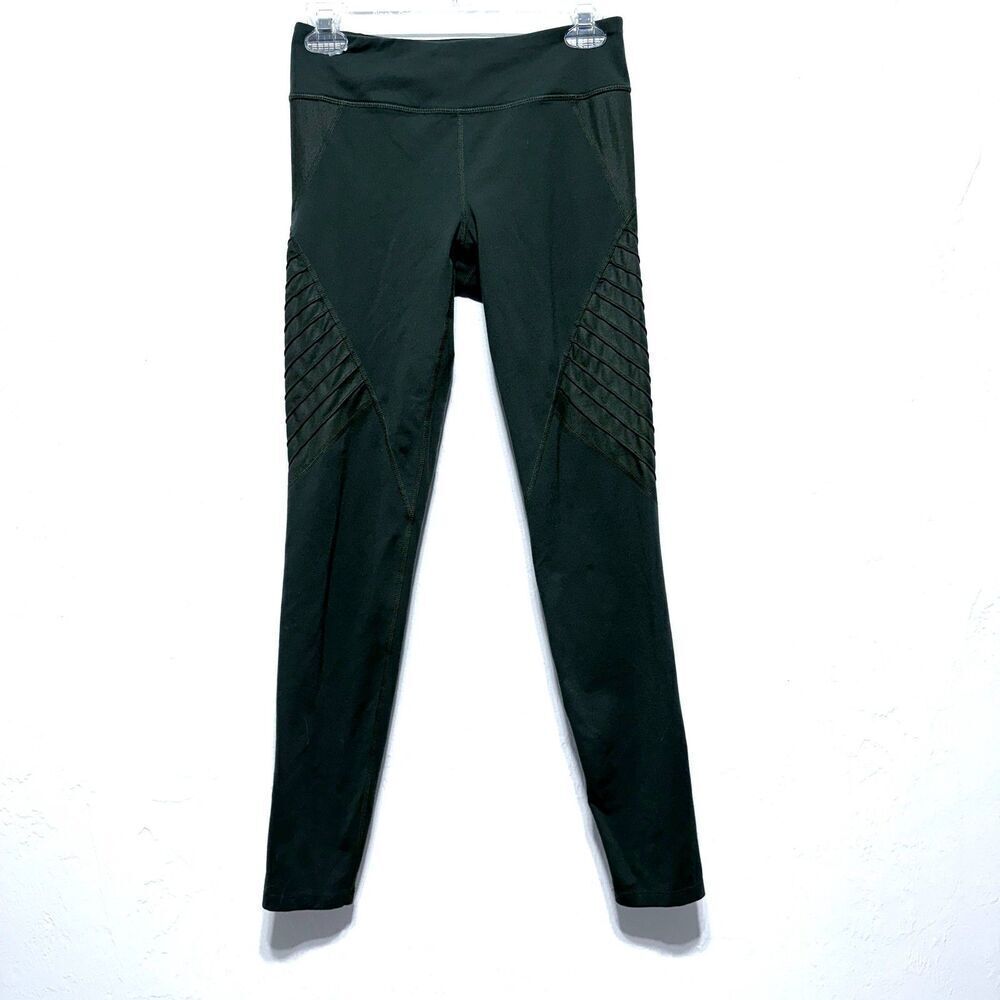 JoyLab Leggings Womens size Small Yoga High Waist Green Moto Textured Panel